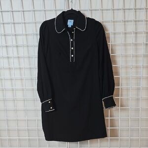 CeCe Black Dress with White Accents And Crystal Buttons Size XS